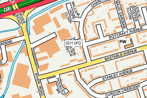 IG11 0FD map - OS OpenMap – Local (Ordnance Survey)
