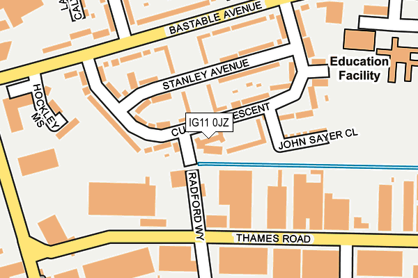 IG11 0JZ map - OS OpenMap – Local (Ordnance Survey)