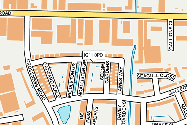 IG11 0PD map - OS OpenMap – Local (Ordnance Survey)