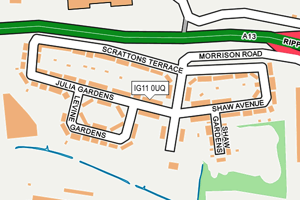 IG11 0UQ map - OS OpenMap – Local (Ordnance Survey)