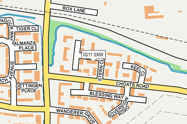 IG11 0XW map - OS OpenMap – Local (Ordnance Survey)