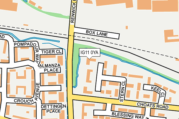 IG11 0YA map - OS OpenMap – Local (Ordnance Survey)