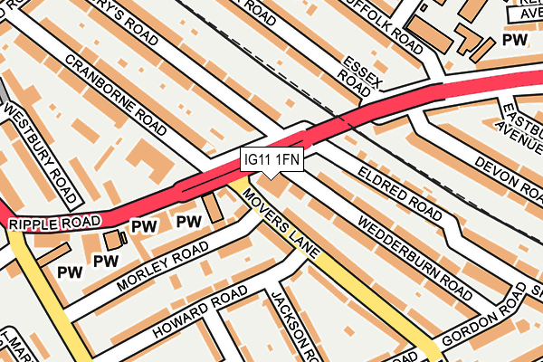 IG11 1FN map - OS OpenMap – Local (Ordnance Survey)