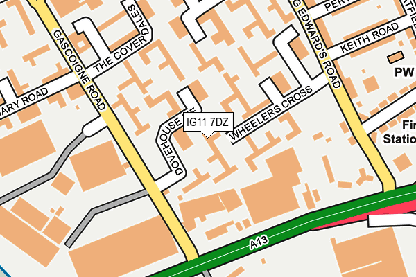 IG11 7DZ map - OS OpenMap – Local (Ordnance Survey)