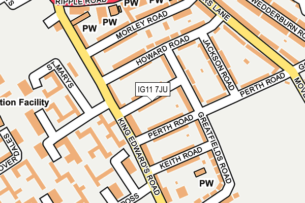 IG11 7JU map - OS OpenMap – Local (Ordnance Survey)