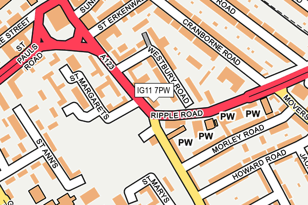 IG11 7PW map - OS OpenMap – Local (Ordnance Survey)