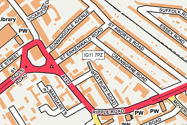 IG11 7PZ map - OS OpenMap – Local (Ordnance Survey)