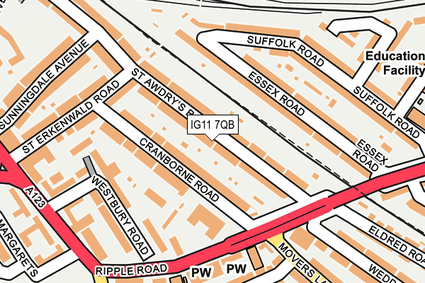 IG11 7QB map - OS OpenMap – Local (Ordnance Survey)