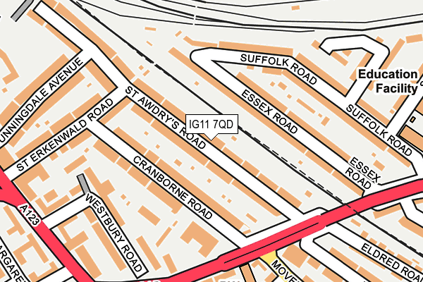 IG11 7QD map - OS OpenMap – Local (Ordnance Survey)