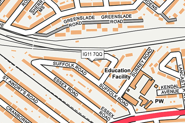 IG11 7QQ map - OS OpenMap – Local (Ordnance Survey)