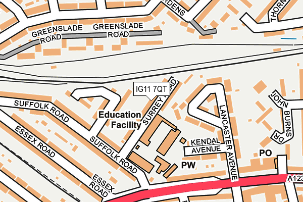 IG11 7QT map - OS OpenMap – Local (Ordnance Survey)