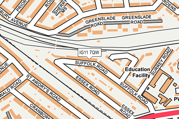 IG11 7QW map - OS OpenMap – Local (Ordnance Survey)