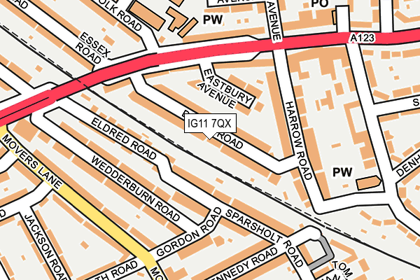 IG11 7QX map - OS OpenMap – Local (Ordnance Survey)