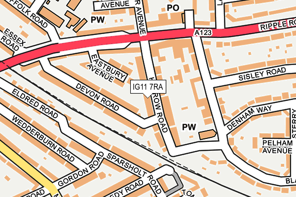 IG11 7RA map - OS OpenMap – Local (Ordnance Survey)