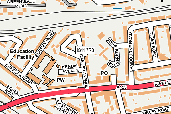 IG11 7RB map - OS OpenMap – Local (Ordnance Survey)