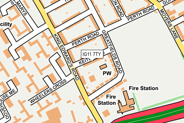 IG11 7TY map - OS OpenMap – Local (Ordnance Survey)