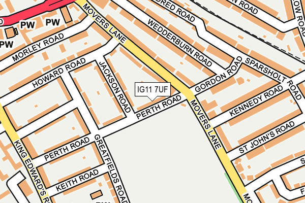 IG11 7UF map - OS OpenMap – Local (Ordnance Survey)
