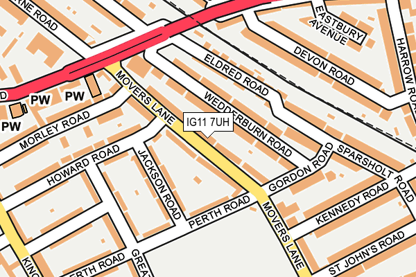 IG11 7UH map - OS OpenMap – Local (Ordnance Survey)