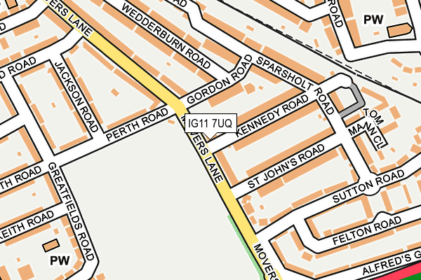 IG11 7UQ map - OS OpenMap – Local (Ordnance Survey)