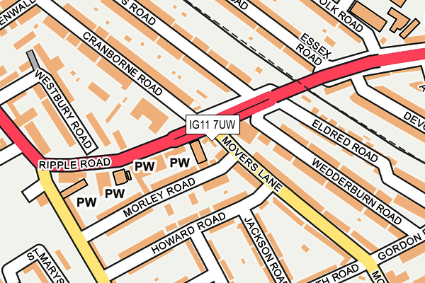 IG11 7UW map - OS OpenMap – Local (Ordnance Survey)