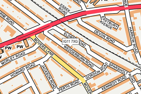 IG11 7XG map - OS OpenMap – Local (Ordnance Survey)