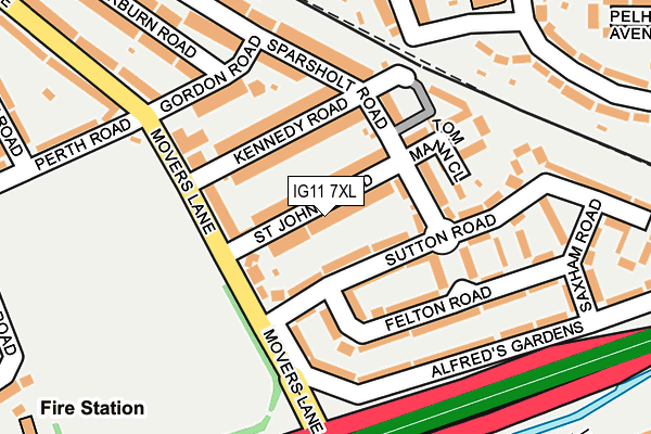 IG11 7XL map - OS OpenMap – Local (Ordnance Survey)