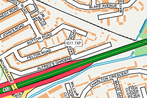 IG11 7XP map - OS OpenMap – Local (Ordnance Survey)
