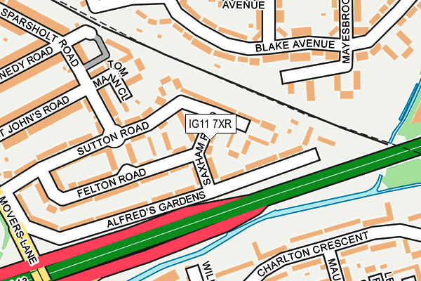 IG11 7XR map - OS OpenMap – Local (Ordnance Survey)