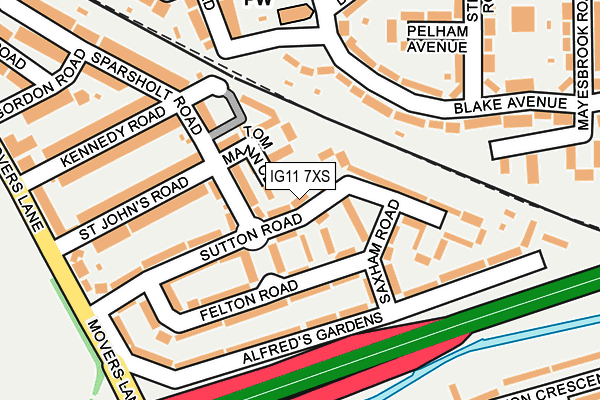 IG11 7XS map - OS OpenMap – Local (Ordnance Survey)