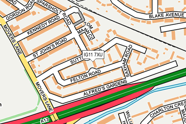 IG11 7XU map - OS OpenMap – Local (Ordnance Survey)