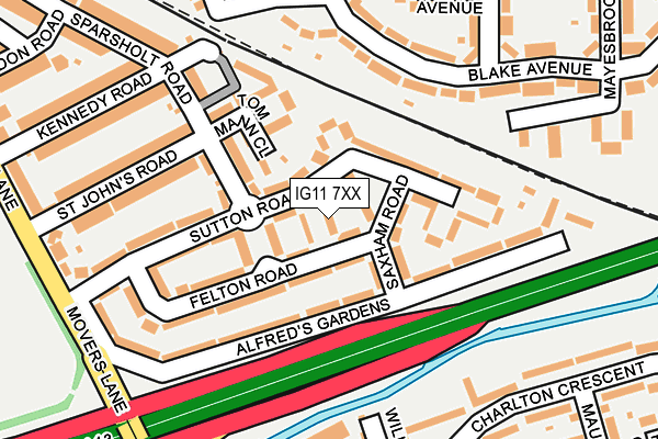 IG11 7XX map - OS OpenMap – Local (Ordnance Survey)