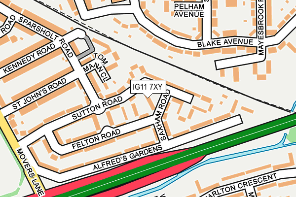 IG11 7XY map - OS OpenMap – Local (Ordnance Survey)