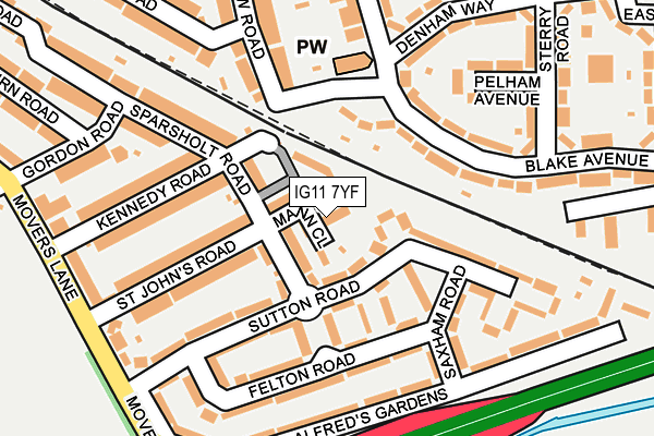 IG11 7YF map - OS OpenMap – Local (Ordnance Survey)