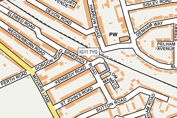 IG11 7YG map - OS OpenMap – Local (Ordnance Survey)
