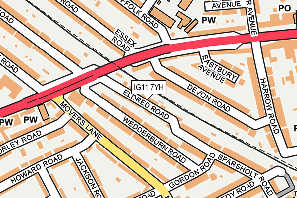 IG11 7YH map - OS OpenMap – Local (Ordnance Survey)