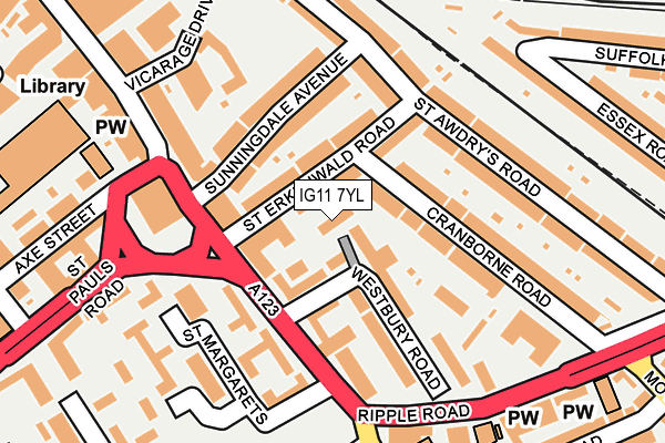 IG11 7YL map - OS OpenMap – Local (Ordnance Survey)