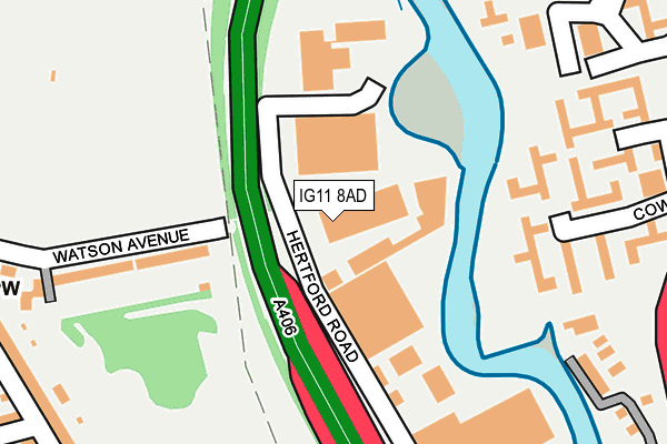 IG11 8AD map - OS OpenMap – Local (Ordnance Survey)