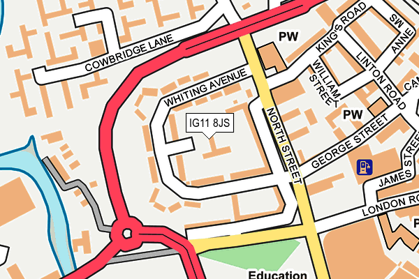 IG11 8JS map - OS OpenMap – Local (Ordnance Survey)