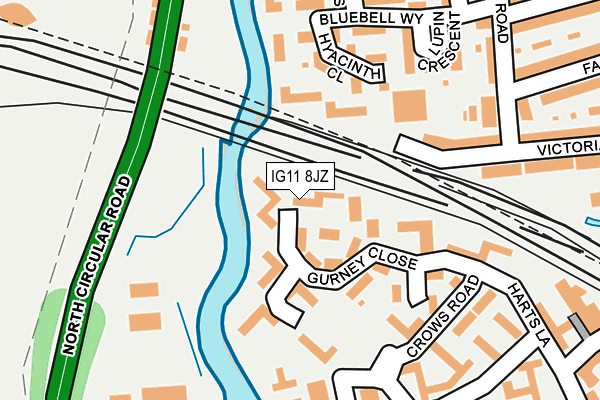 IG11 8JZ map - OS OpenMap – Local (Ordnance Survey)