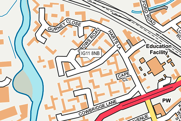 IG11 8NB map - OS OpenMap – Local (Ordnance Survey)