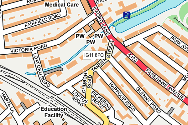 IG11 8PQ map - OS OpenMap – Local (Ordnance Survey)