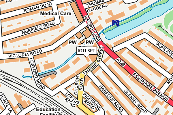 IG11 8PT map - OS OpenMap – Local (Ordnance Survey)