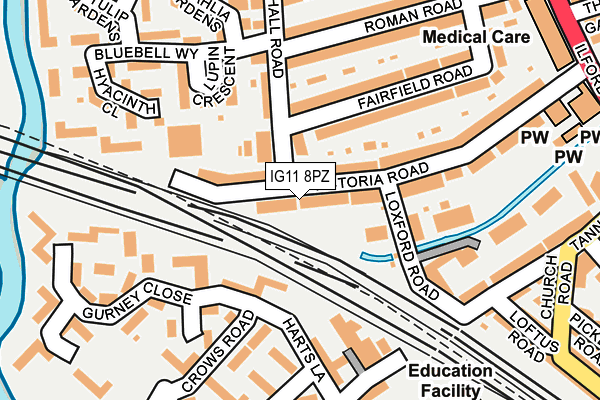 IG11 8PZ map - OS OpenMap – Local (Ordnance Survey)