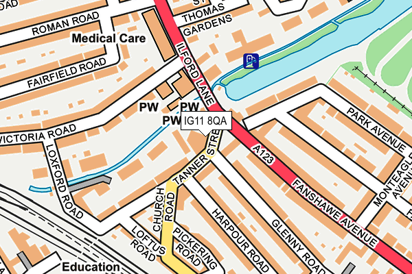 IG11 8QA map - OS OpenMap – Local (Ordnance Survey)