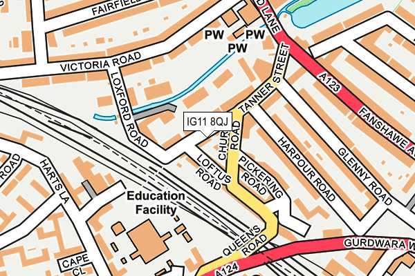 IG11 8QJ map - OS OpenMap – Local (Ordnance Survey)