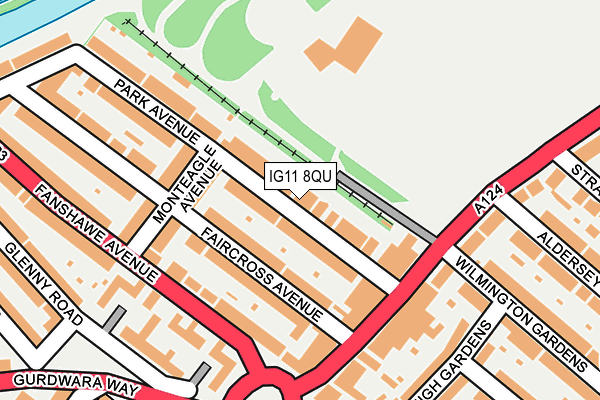 IG11 8QU map - OS OpenMap – Local (Ordnance Survey)