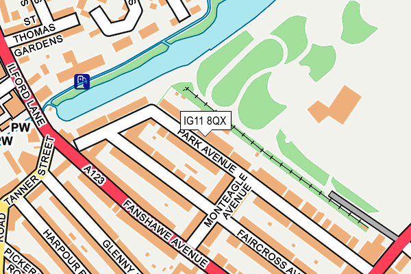 IG11 8QX map - OS OpenMap – Local (Ordnance Survey)
