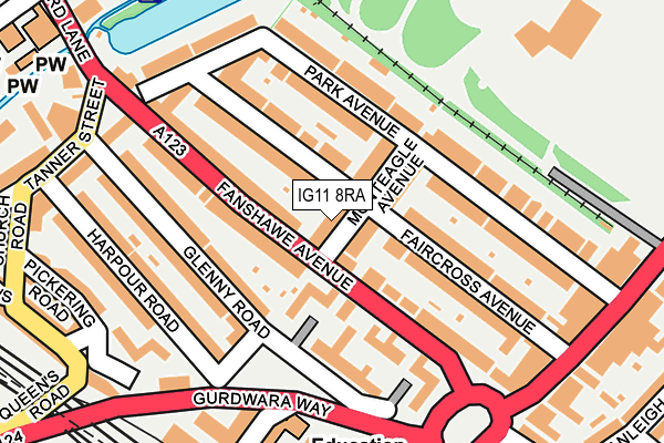 IG11 8RA map - OS OpenMap – Local (Ordnance Survey)