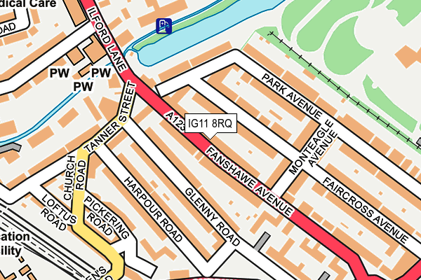 IG11 8RQ map - OS OpenMap – Local (Ordnance Survey)