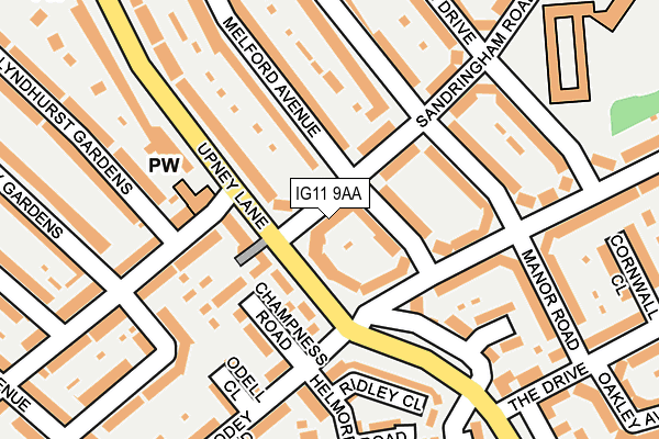 IG11 9AA map - OS OpenMap – Local (Ordnance Survey)